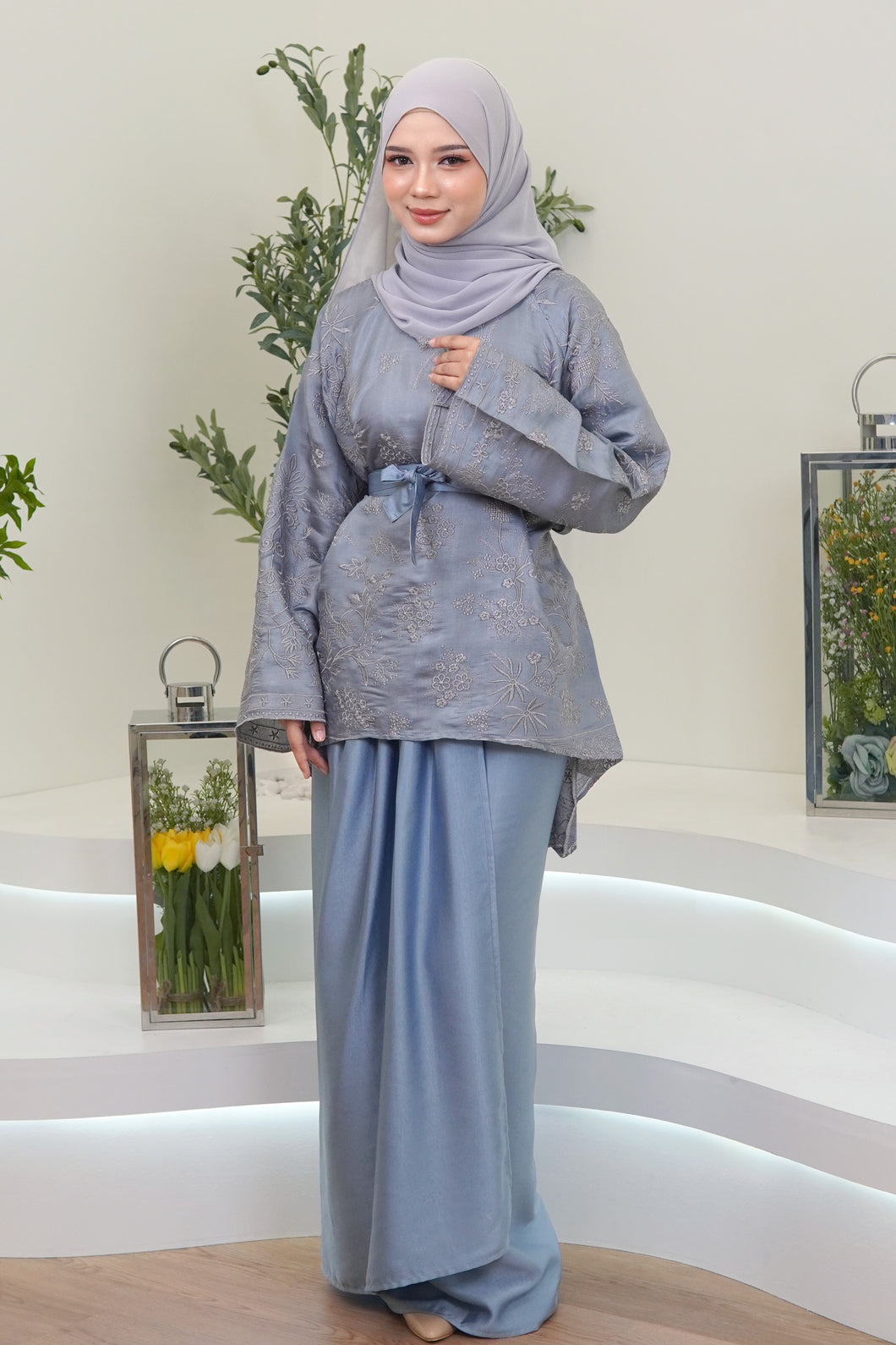 Kurung Chempaka in Baby Blue