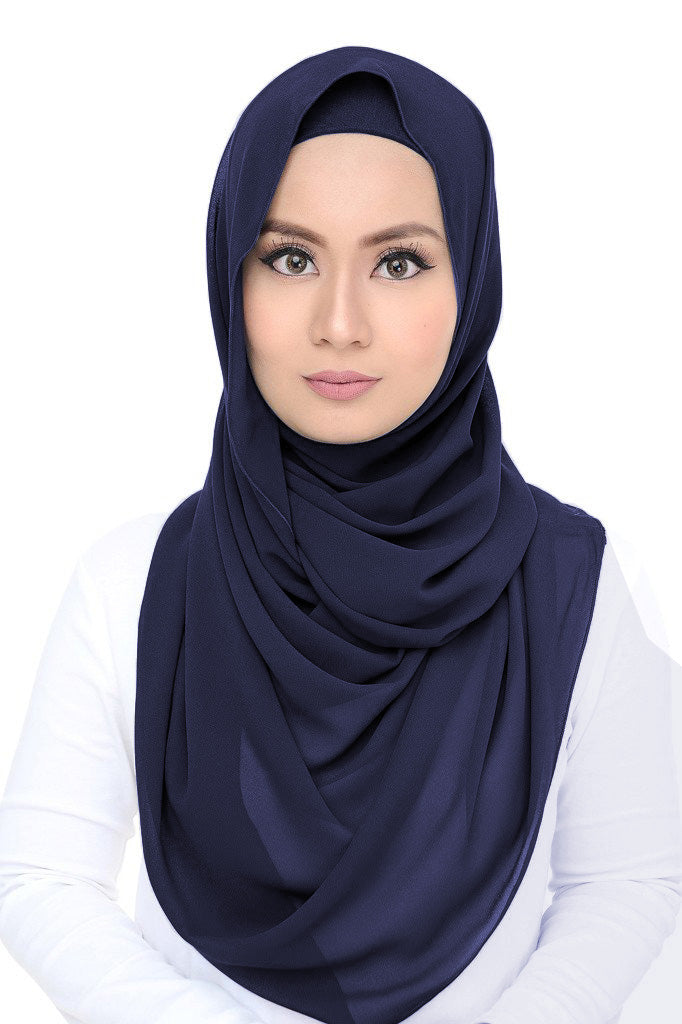 Lush (snood) Chiffon - Navy Blue