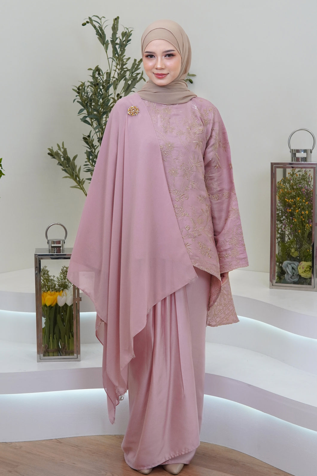 Kurung Chempaka in Soft Pink