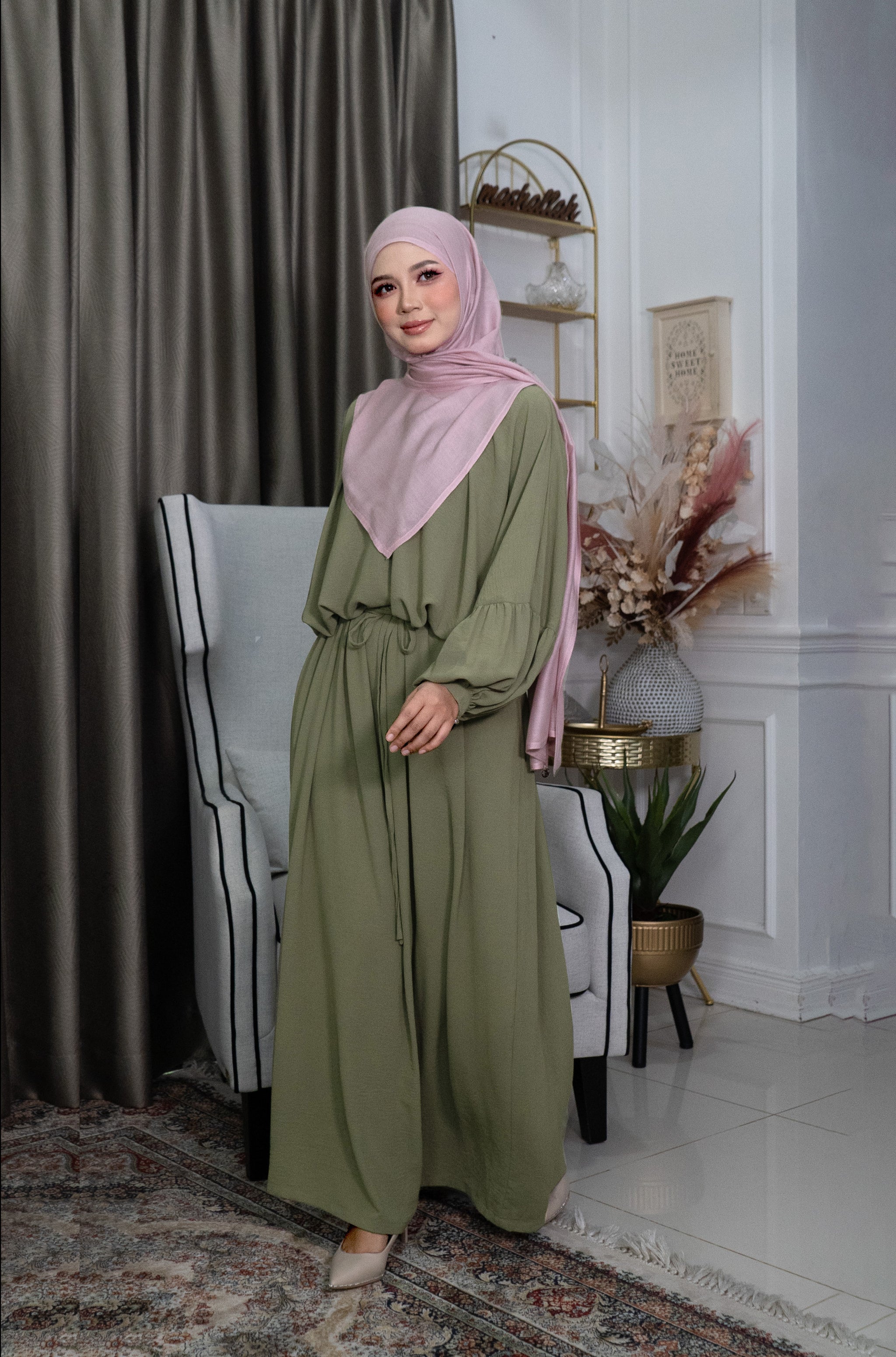 Yana Dress in Dusty Olive  Diyana Halik