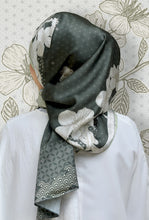 Load image into Gallery viewer, Sakura Shawl (Satin) in Emerald Green
