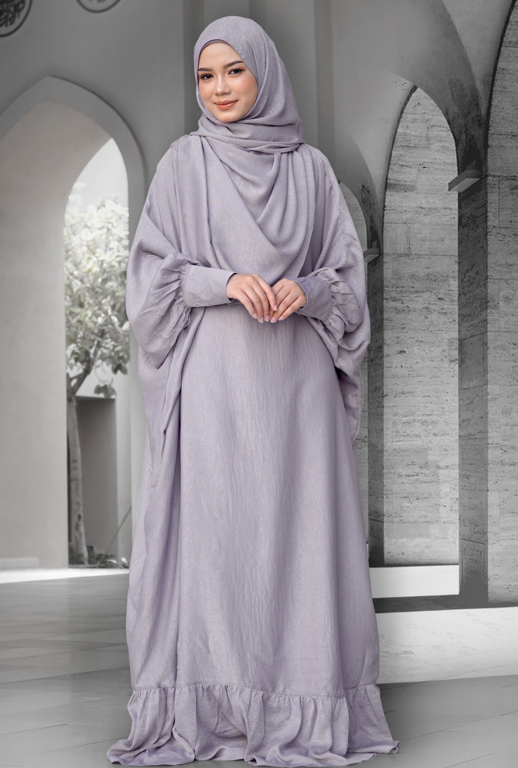 ZAHEERA TELEKUNG DRESS IN GREYISH LILAC