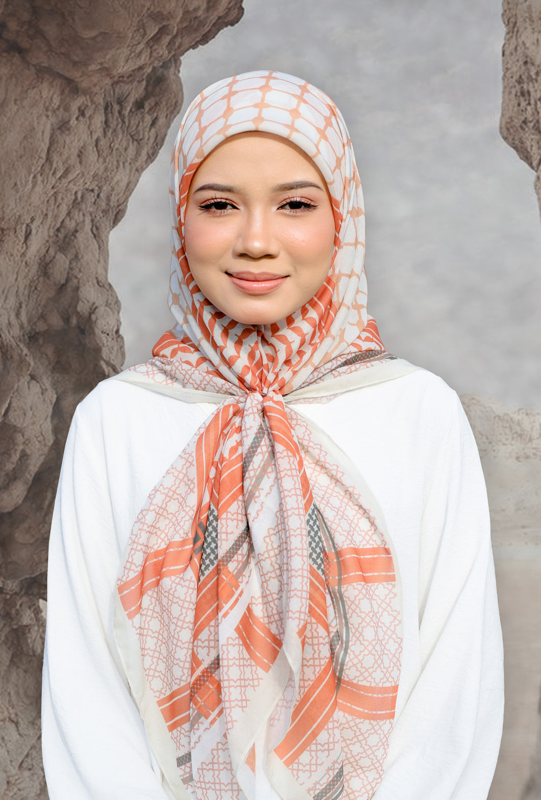 [NEW] Qadira Square Shawl in Tangerine
