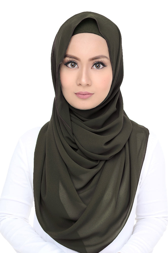 Lush (snood) Chiffon - Dark Olive Green